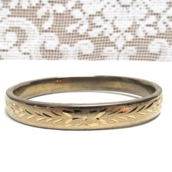 Vintage CRAFMERE 12K GOLD BRACELET With Slide Etched Design Lovely Estate Find - Picture 1 of 6